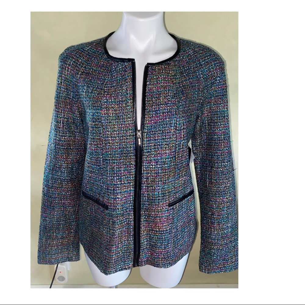 Amber Sun Tweed Style Zip Jacket NWT